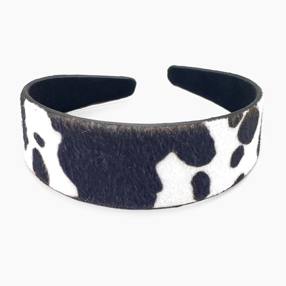 Handmade Black and White Cow Print Headband - Picture 1 of 1